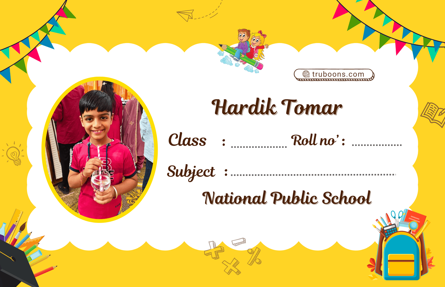 Customized Name Slips for Kids Notebooks and Books