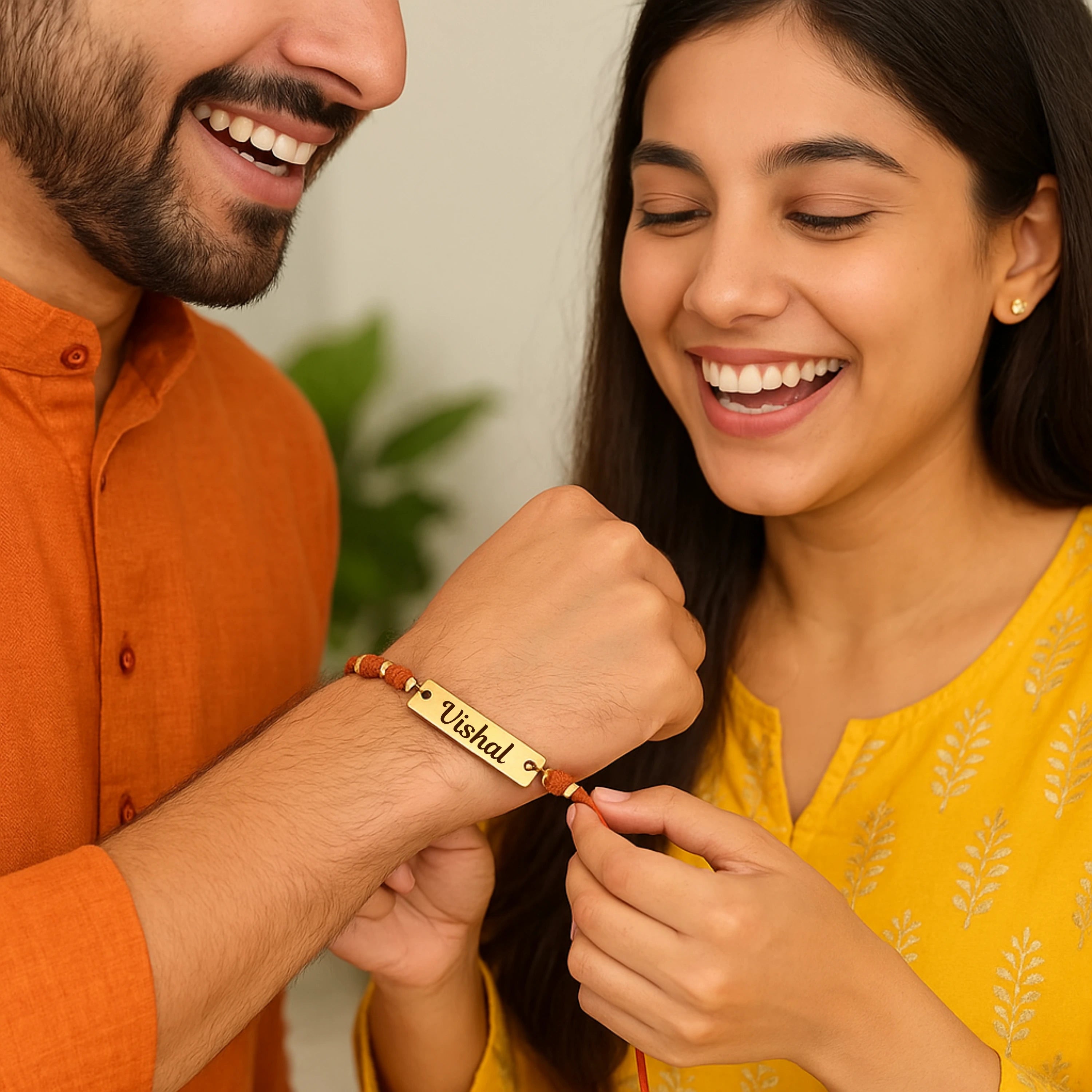 Rudraksh Rakhi with Your Bhai’s Naam – Sacred & Special(Pack of 2) Truboons