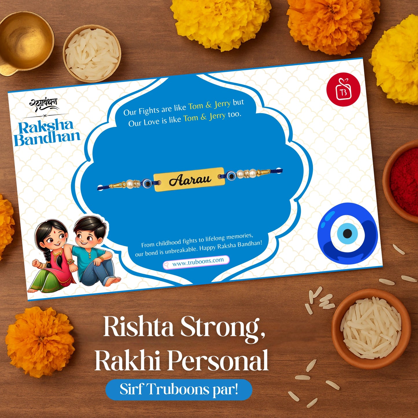 Customized Evil Eye Rakhi (Pack of 2) Truboons