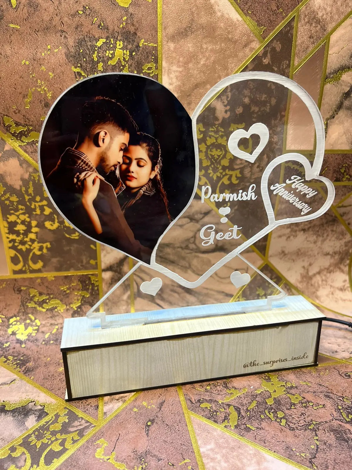 Heart Shape Personalized Photo Acrylic Lamp - Truboons Heart Shape Personalized Photo Acrylic Lamp