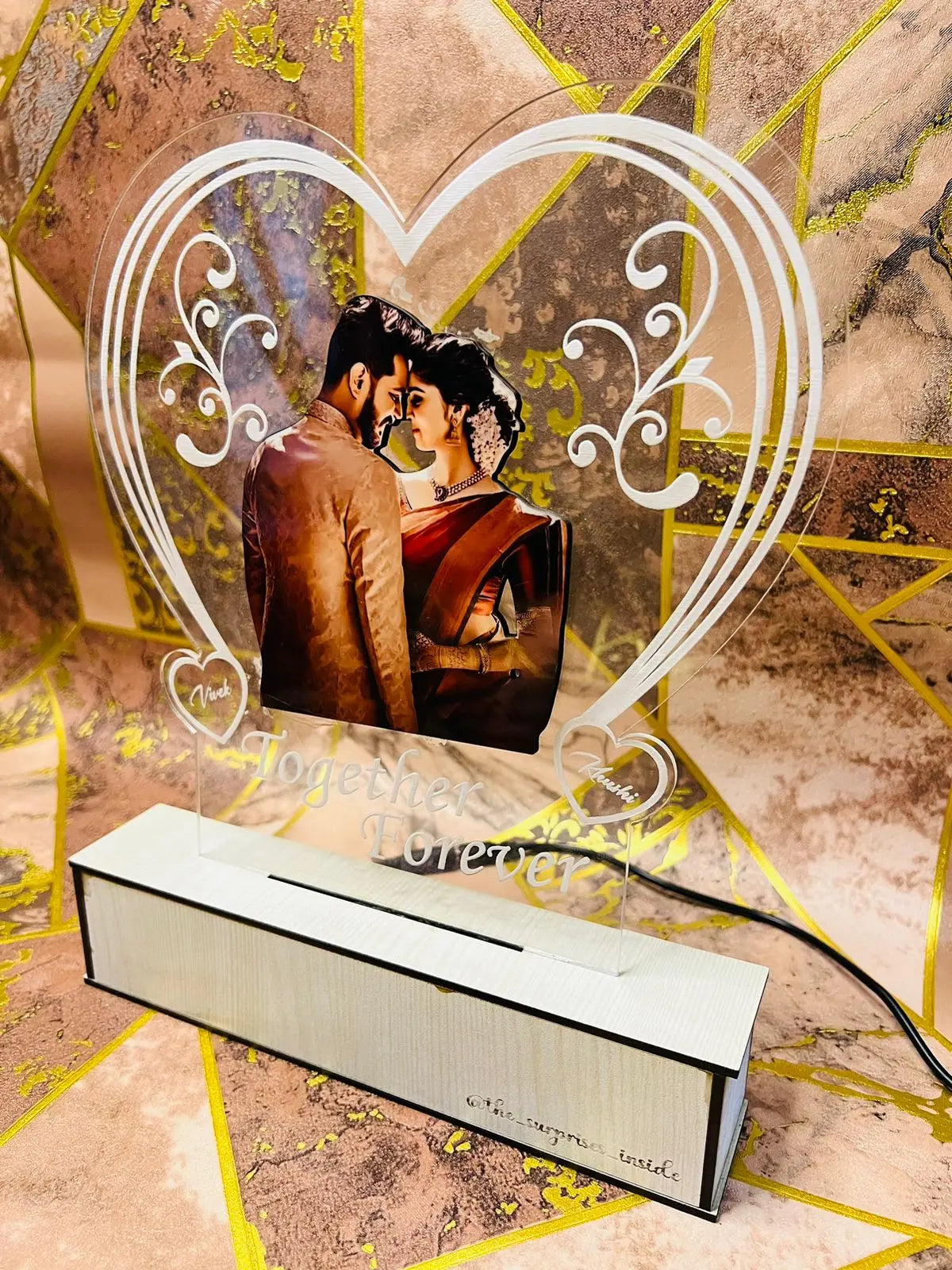 Heart photo Personalized Couple Photo Acrylic Lamp - Truboons Heart photo Personalized Couple Photo Acrylic Lamp