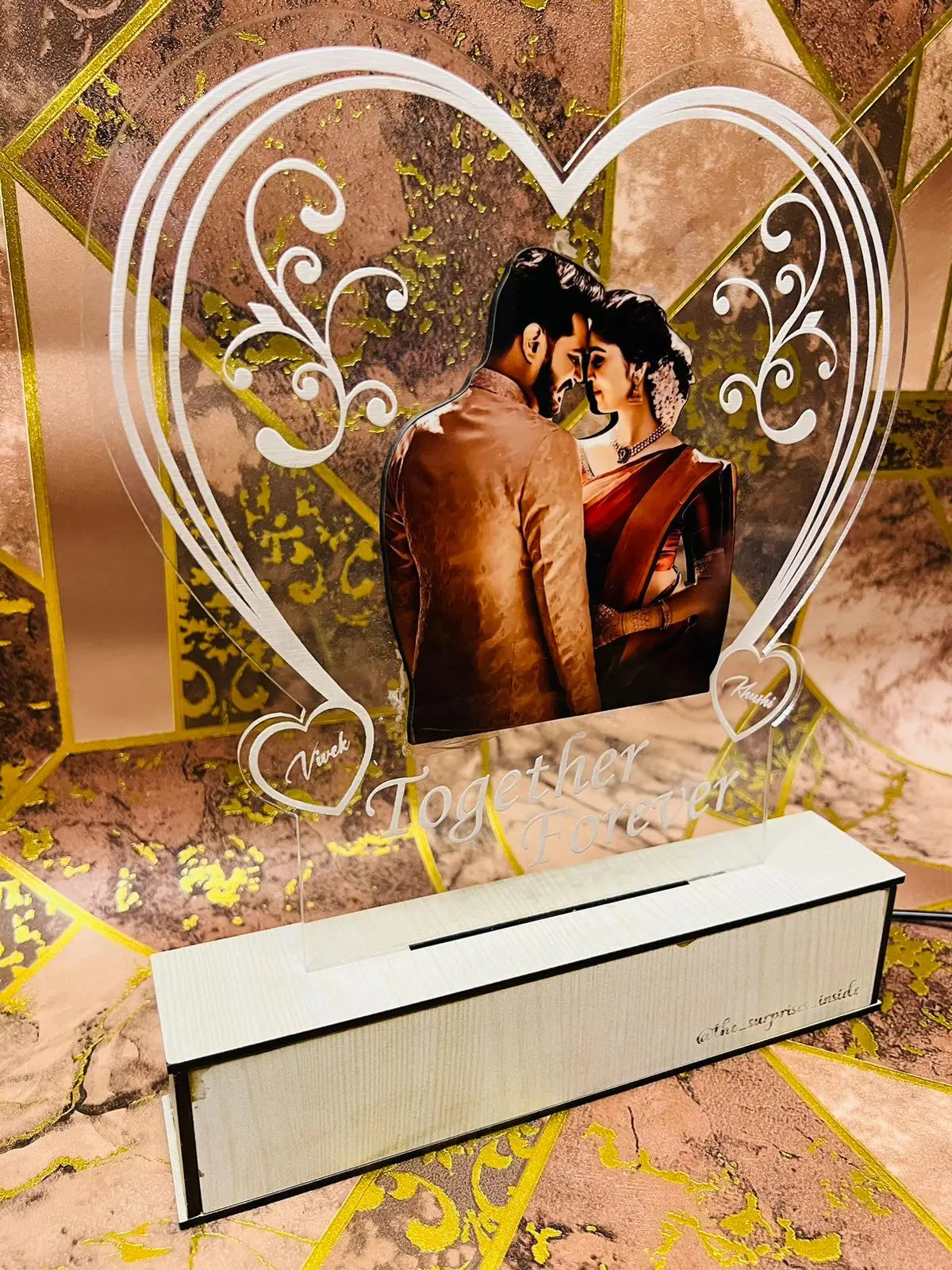 Heart photo Personalized Couple Photo Acrylic Lamp - Truboons Heart photo Personalized Couple Photo Acrylic Lamp