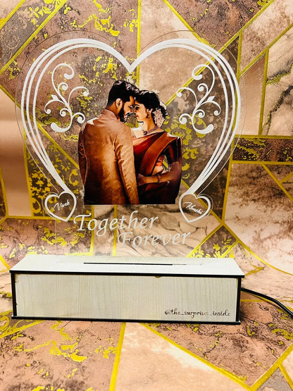 Heart photo Personalized Couple Photo Acrylic Lamp - Truboons Heart photo Personalized Couple Photo Acrylic Lamp