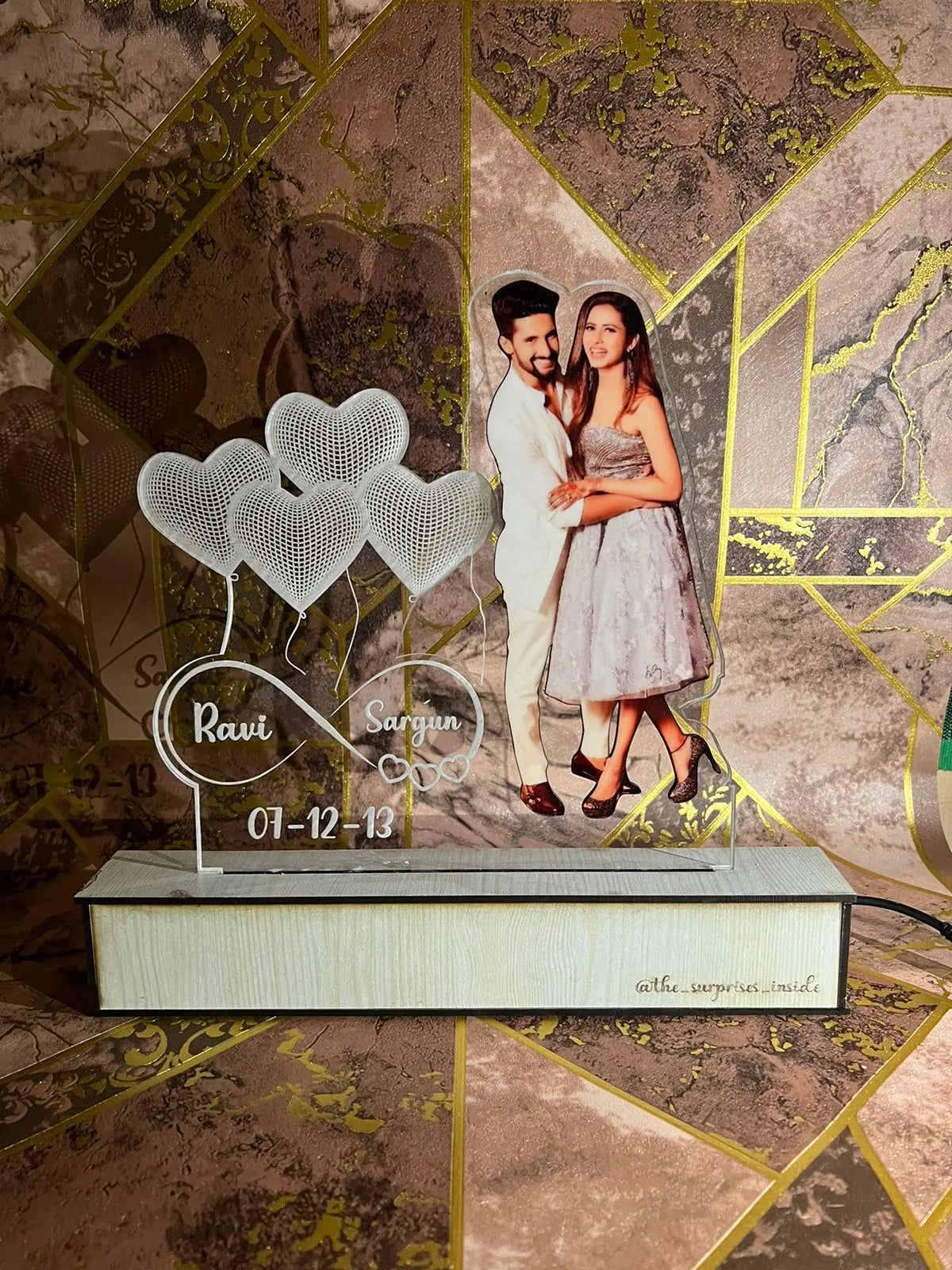 Infinity Love Couple Photo Acrylic Lamp - Truboons Infinity Love Couple Photo Acrylic Lamp